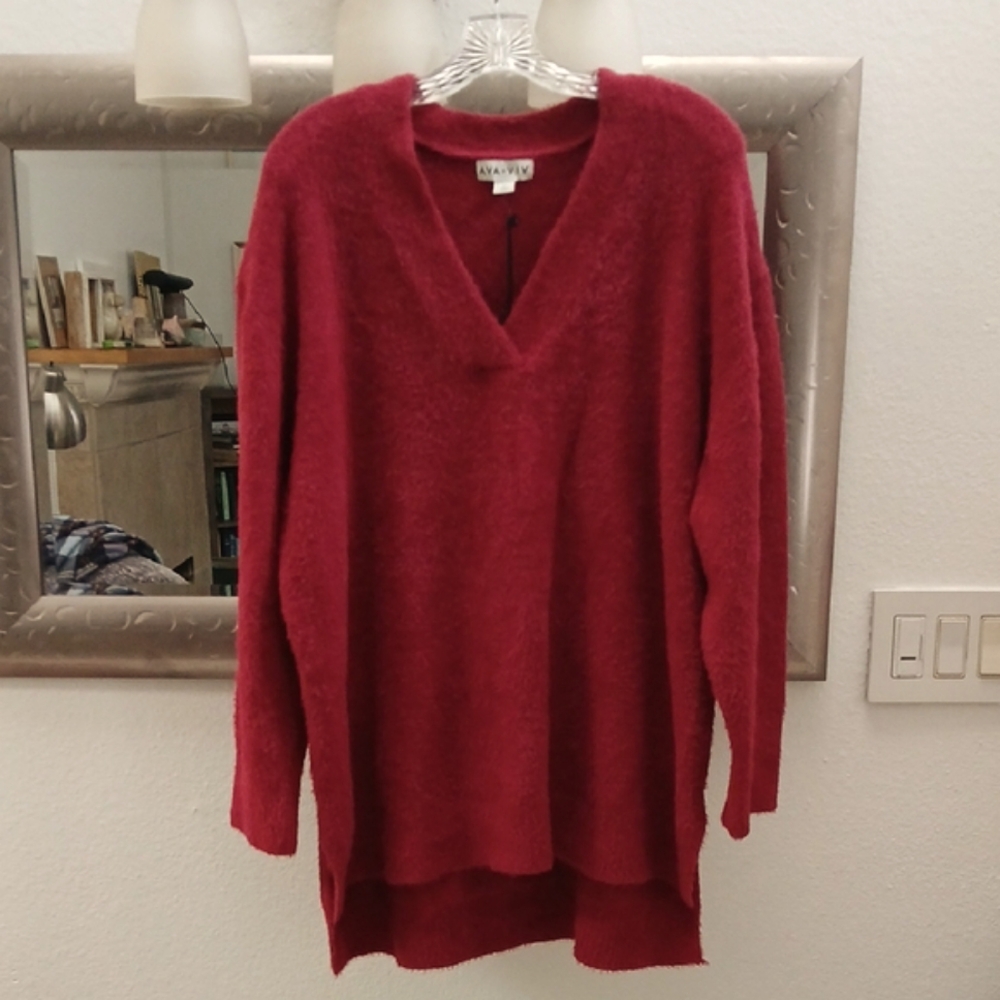 Ava & Viv Magenta V-Neck Sweater NWT